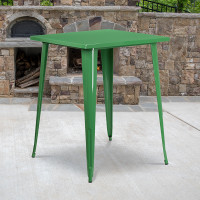 Flash Furniture CH-51040-40-GN-GG 31.5" Square Bar Height Green Metal Indoor-Outdoor Table